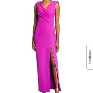 Sleeveless draped column gown